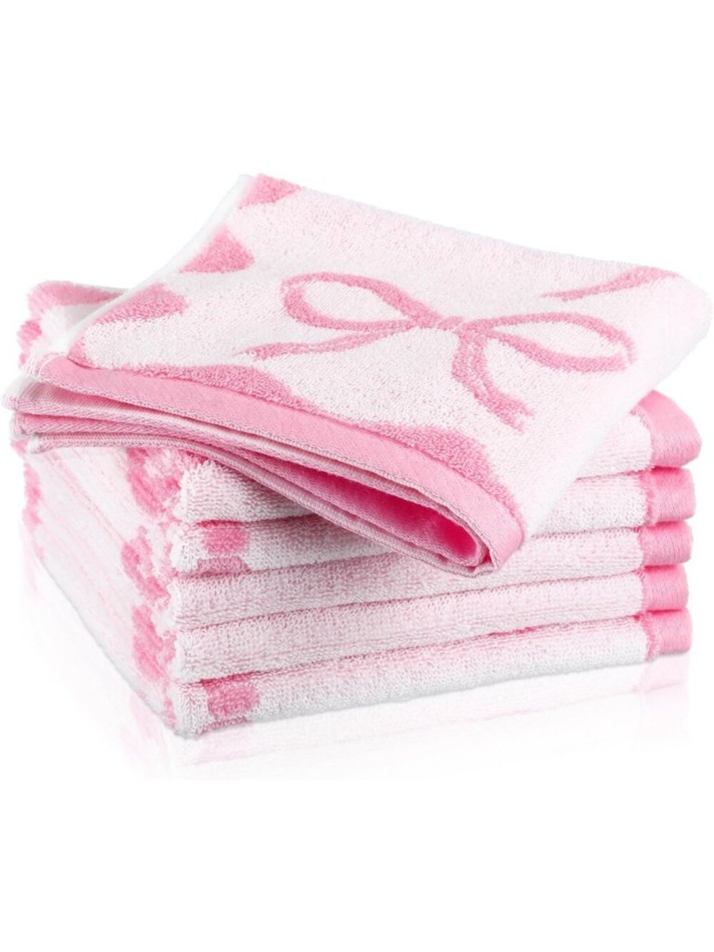 6 Pcs 100% Cotton Washcloths - Soft, Absorbent Bow Towels for Home & Spa Use